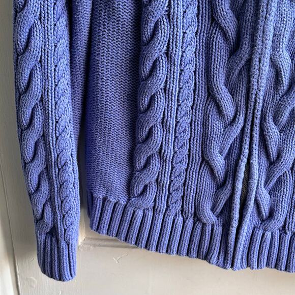 LL Bean Double L Cable Knit Cardigan Sweater - Picture 5 of 8